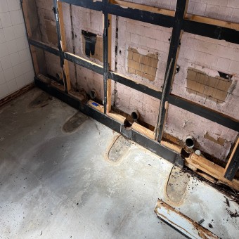 School bathroom before asbestos removal