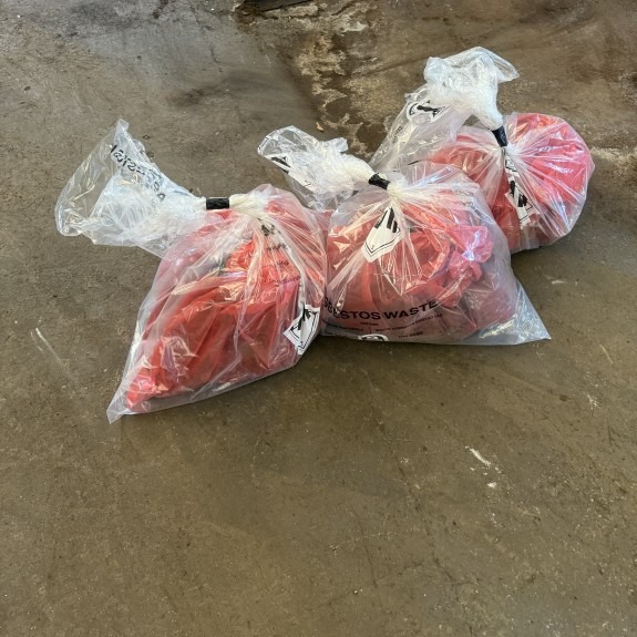Asbestos disposal bagged