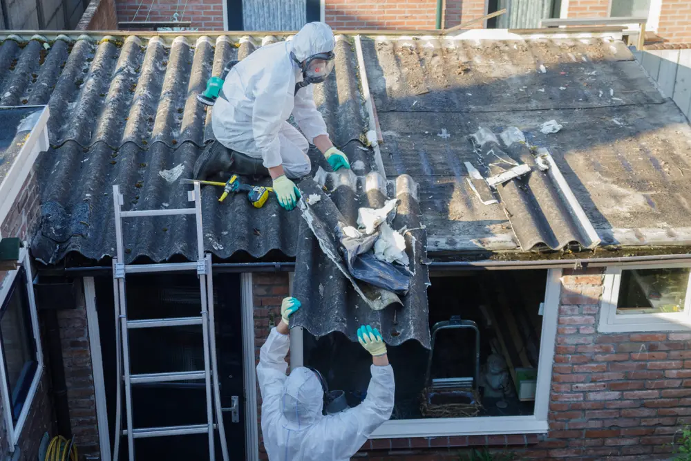 asbestos being removed from Wirral roof